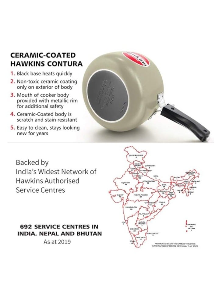 Hawkins Hawkins 3 Litre Contura Pressure Cooker, Ceramic Coated Handi Inner Lid Cooker, Apple Green (CAG30)  - Image 3