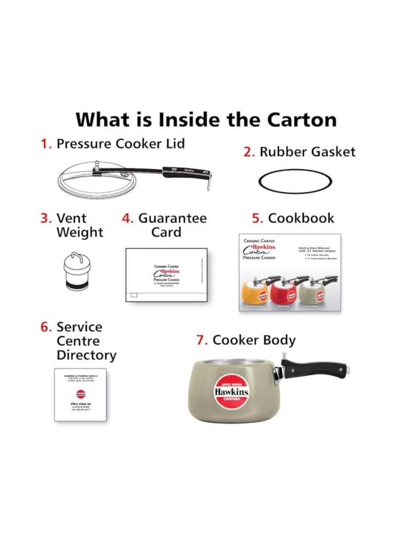 Hawkins Hawkins 3 Litre Contura Pressure Cooker, Ceramic Coated Handi Inner Lid Cooker, Apple Green (CAG30)  - Image 4