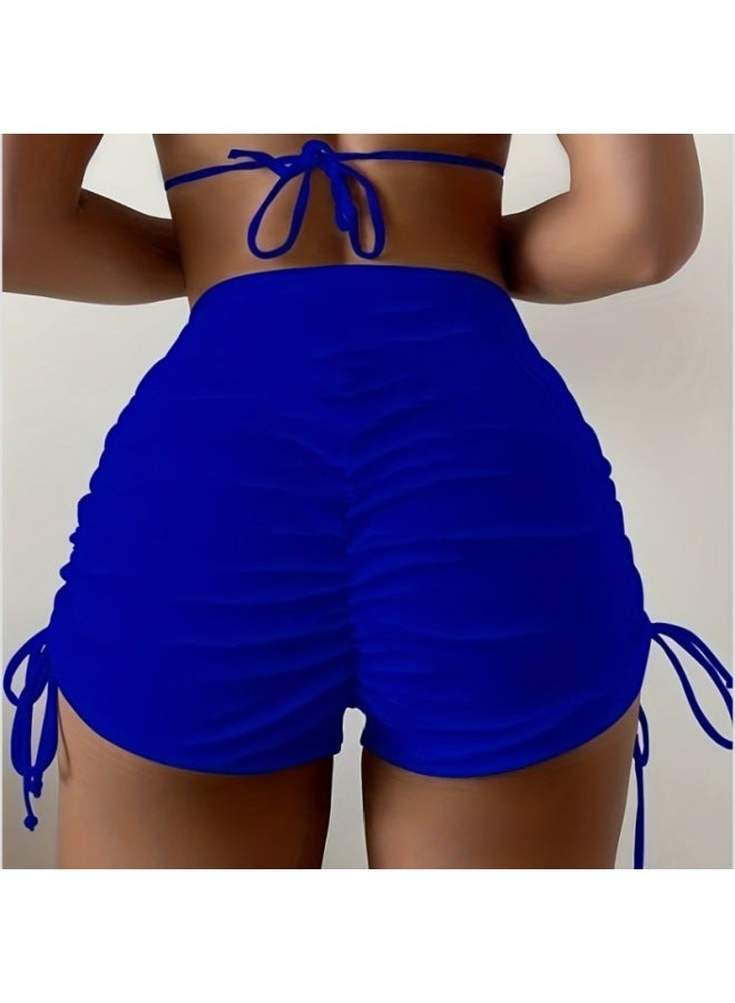 Loquat AliExpress Swimming Trunks Women's European And American Women's Swimming Trunks Drawstring Belt Bikini Bikini Swimming Trunks-Color:Blue- - Image 2