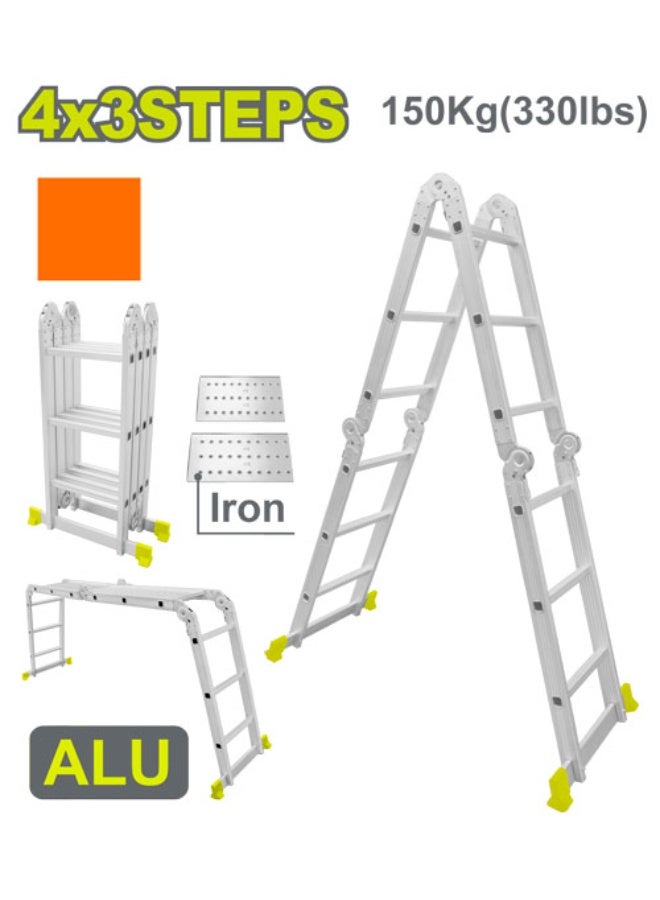 3x4 Multi-Purpose Aluminum Ladder with Scaffold Function, 150kg Capacity