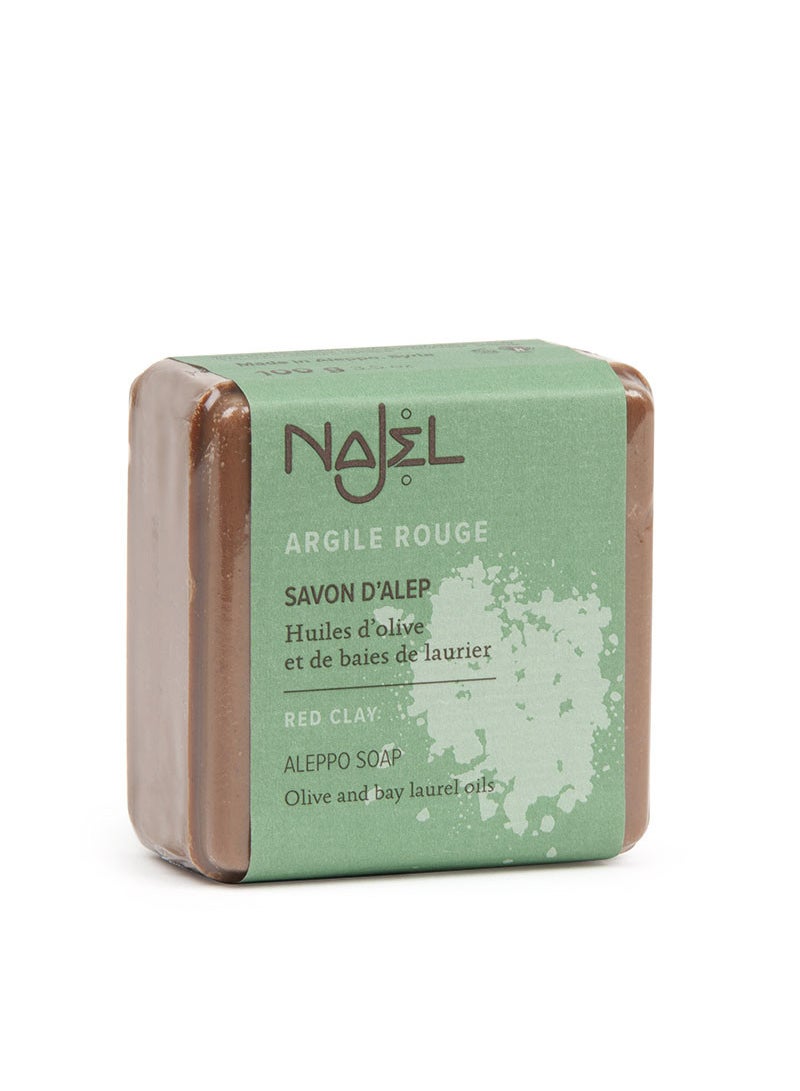 najel Aleppo Organic Najel Soap with Red Clay Exfoliating Soap, for face, body and hair, 100g - Pack of 3 Soaps - Image 2