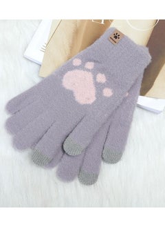 Women's Warm Winter Plush Thick Windproof Cartoon Cute Student Wool Gloves