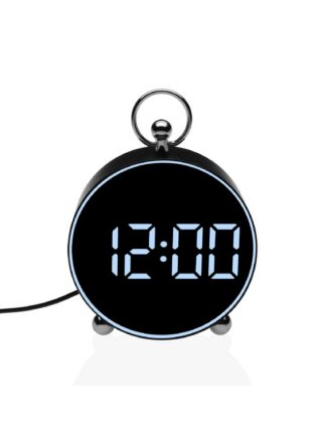 بروماس ساعة منبه رقمية LED مزودة بمؤشر لدرجة الحرارة الداخلية، وتقويم، ووظيفة الغفوة - أسود/أبيض