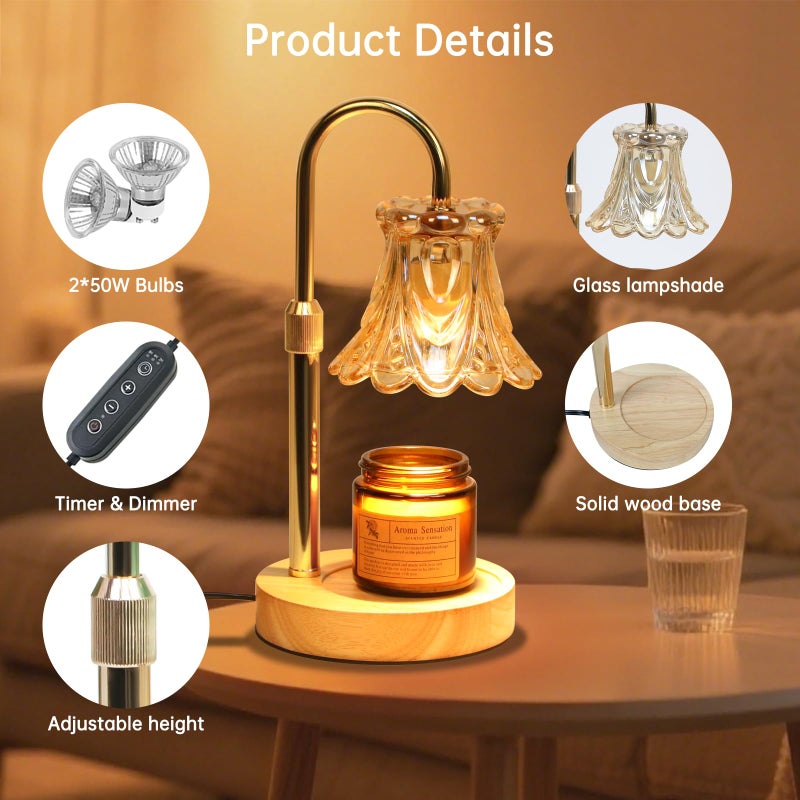 GEEZO Fragrance Candle Warmer Lampï¼ŒElectric Candle Warmer with Timer & Dimmerï¼ŒMom Christmas Birthday Gifts for Women, House Warming Gifts New Home Bedroom Decor - Image 2