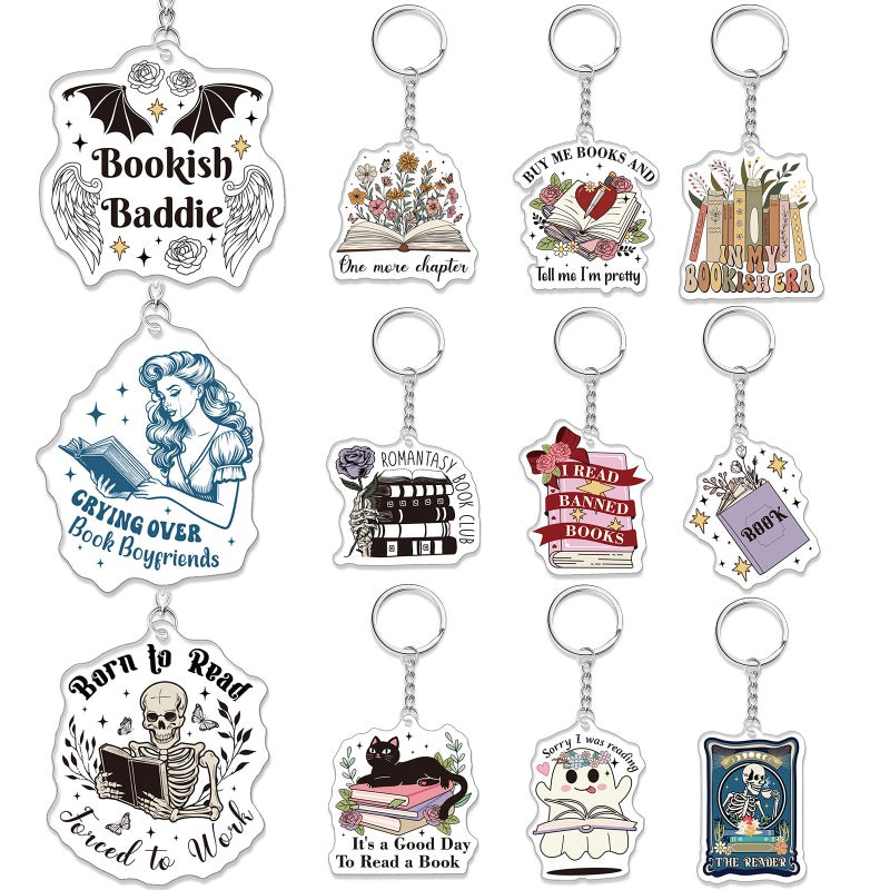 Equsion Book Lovers Gifts Funny Book Keychain Bookish Party Favor Accessories, Birthday Gifts for Women, Colorful, about 1.97 inches/ 5 cm - Image 1