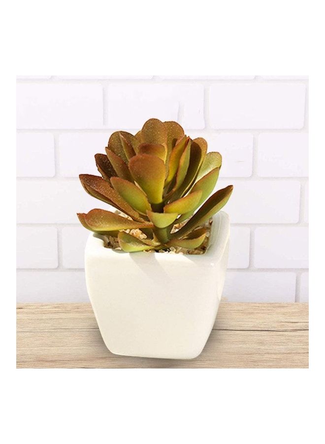 NIBEMINENT Artificial Plant With Pot Brown/Green/White  - Image 4