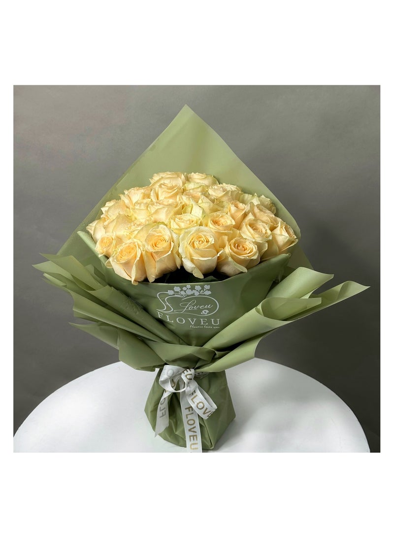 Generic "Sunny Elegance: Bright Yellow Roses in Lemon-Green Wrap"