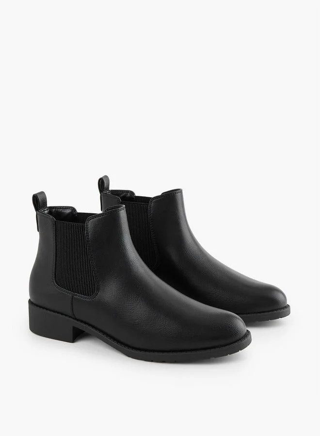 Celeste Women's Solid Block Heel Chelsea Boots with Pull Tab