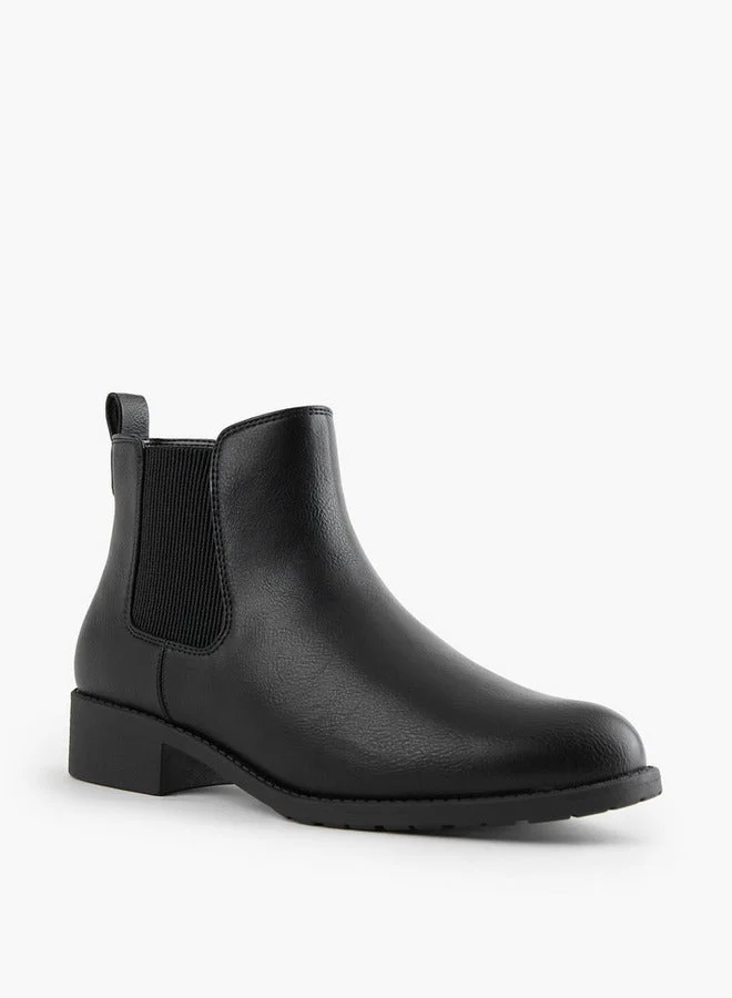 Celeste Women's Solid Block Heel Chelsea Boots with Pull Tab