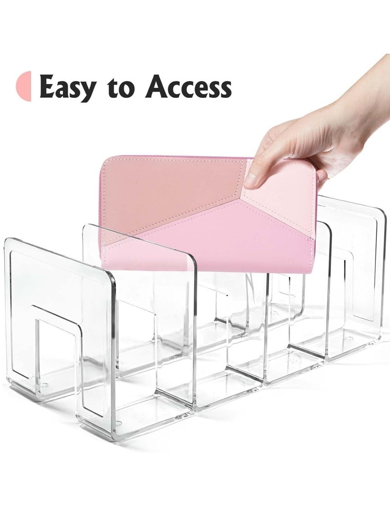 Closet Divided Storage For Bags, Clutches, Wallets, Wristlets - Space-Saving Bedroom And Cabinet Organization, Lumiere Collection - Clear  - Image 3
