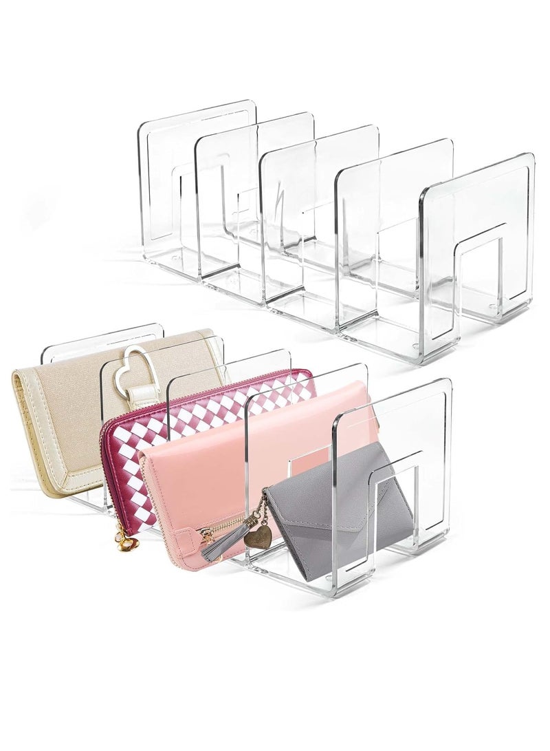 Closet Divided Storage For Bags, Clutches, Wallets, Wristlets - Space-Saving Bedroom And Cabinet Organization, Lumiere Collection - Clear  - Image 1