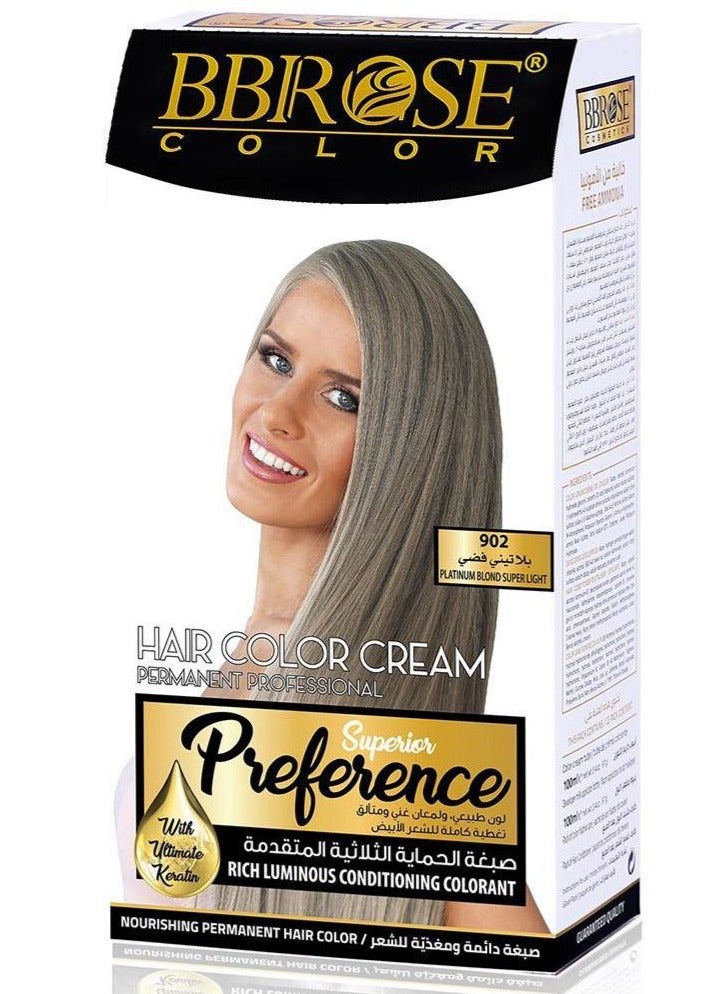 BBROSE Hair Color Cream Platinum Blond Super Light 902 100ml - Image 1