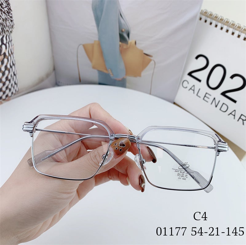 إطار نظارات معدني مربع نصف إطار لحجب الضوء الأزرق - Image 4