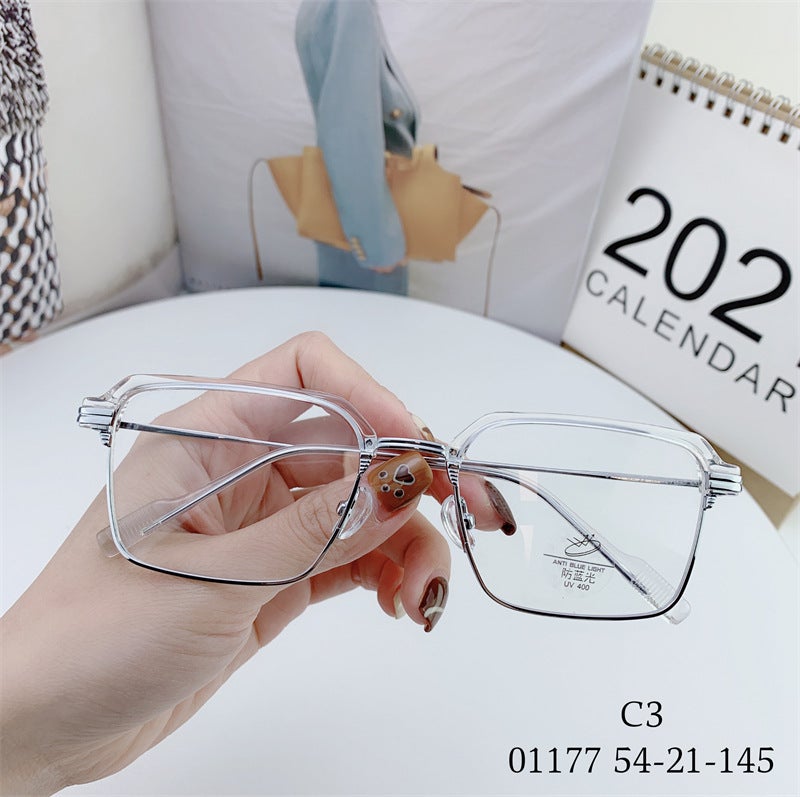 إطار نظارات معدني مربع نصف إطار لحجب الضوء الأزرق - Image 3