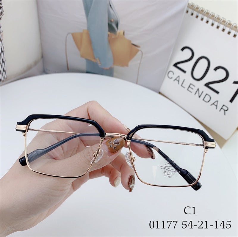 إطار نظارات معدني مربع نصف إطار لحجب الضوء الأزرق - Image 2
