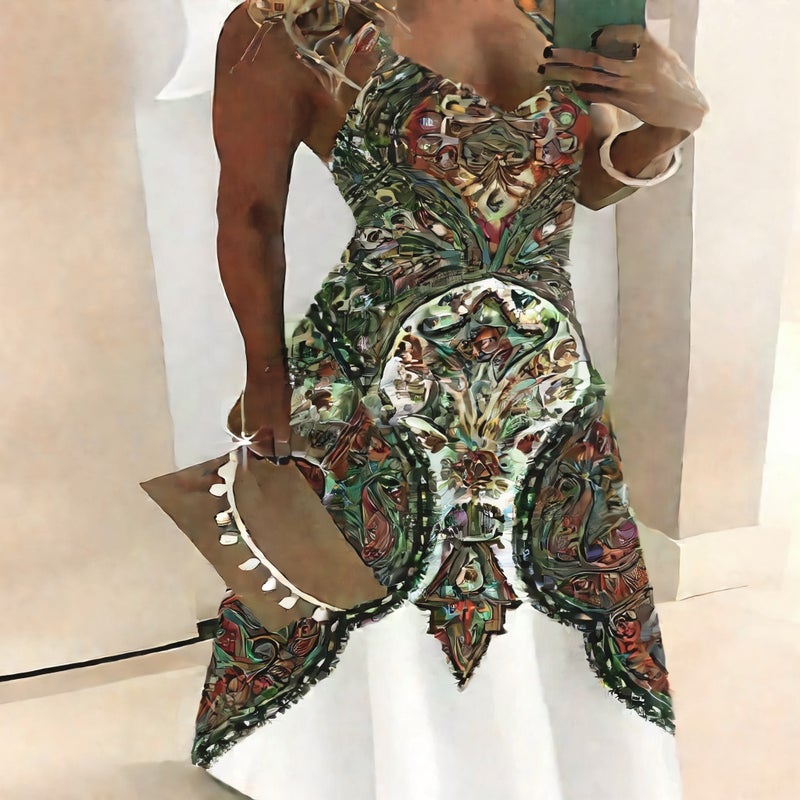 Women's Bohemian Print V-Neck Maxi Dress - Image 4