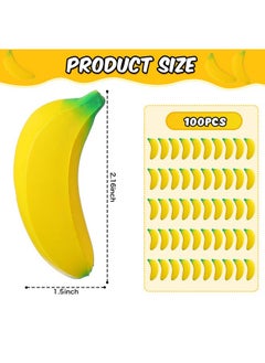 Jerify 100 Pcs Banana Stress Toys Stretchy Banana Fidget Toys Realistic Banana Shaped Stretchy Toys Pu Foam Banana Party Favors For Teens And Adults Stress Relief  - Image 2