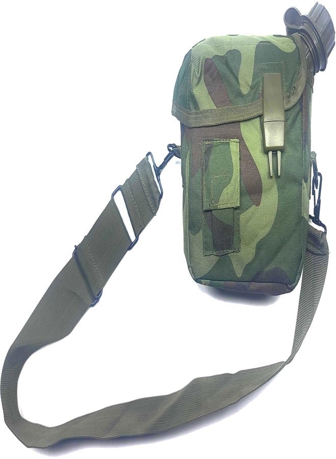 Army Universe Woodland Camouflage 2 Quart Canteen Bladder Cover with Bladder Canteen & Strap - Military Style Tactical Hydration Water Bottle & Carrier - Image 1