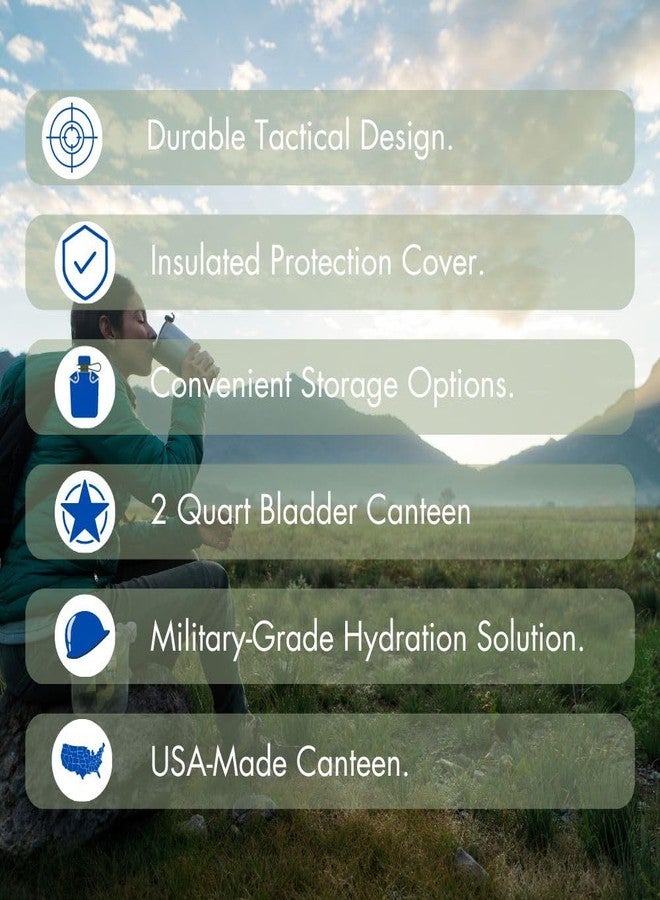 Army Universe Woodland Camouflage 2 Quart Canteen Bladder Cover with Bladder Canteen & Strap - Military Style Tactical Hydration Water Bottle & Carrier - Image 3