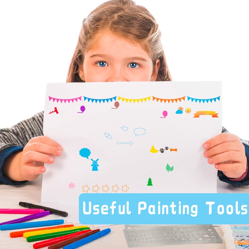 Chinco 4 Pieces Stencils Metal Journal Template 7.1 x 2.3 Inch Bookmark Ruler School Supplies Stainless Steel Stencils Set for DIY, Engraving, Painting, Scrapbooking(Geometry Style) - Image 4