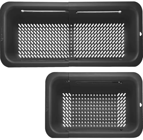 LASSHSWA Collapsible Colander for Kitchen Over the Sink Strainer Basket for Kitchen Fruit Pasta Food Strainer Expandable Plastic Colander BPA Free Black - Image 1