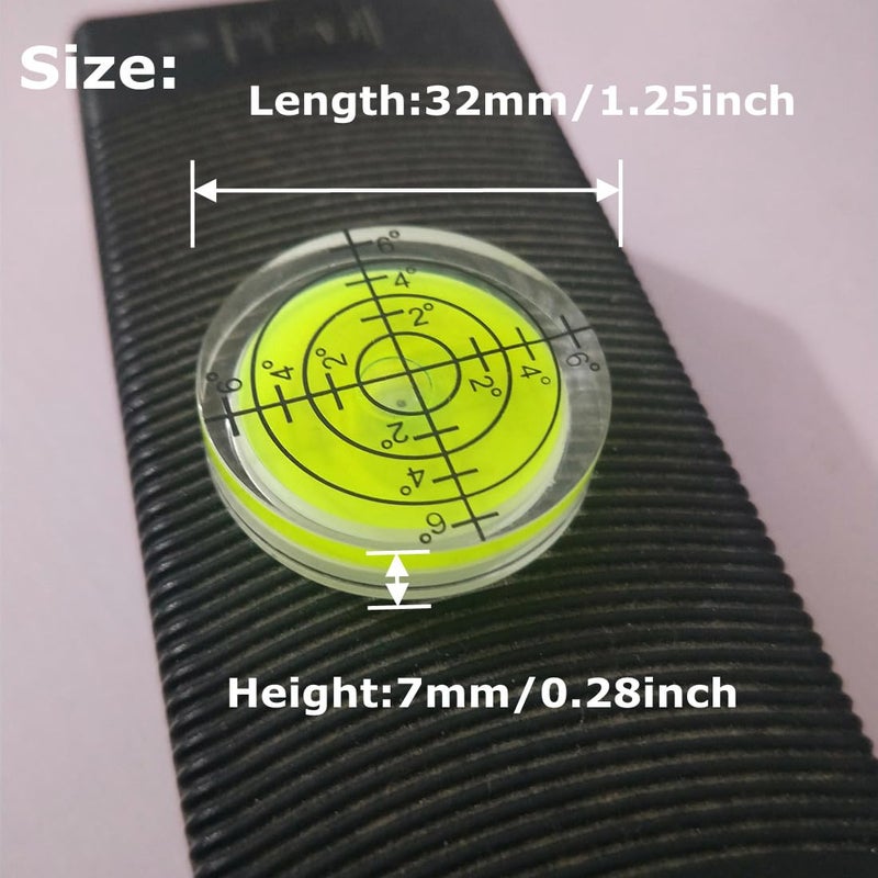 LAIESYA 3Pcs Circular Bubble Level Bullseye Degree Marked Surface Round Spirit Levels Measuring Tool for Leveling Phonograph, Camera, Turntable, Tripod, Telescope (32X7mm) - Image 4