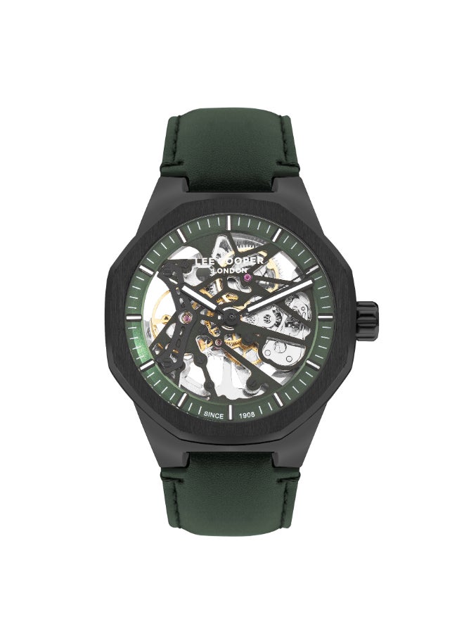Lee Cooper - Lee Cooper Men's G3265 Movement Watch, Automatic Display and Leather Strap - LC07904.077, Green - Image 1