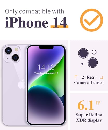 GVIEWIN for iPhone 14 Case Floral, with Screen Protector & Camera Lens Protector,[Non Yellowing]Soft Shockproof Clear Phone Protective Cover for Women, Flower Pattern Design 6.1"(Morning Glory/Purple) - Image 2