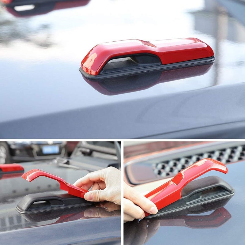 CheroCar JL JT Engine Hood Hinge Cover Decoration Cover Stickers Exterior Accessories for Jeep Wrangler JL 20182021 for 20202021Jeep Gladiator JT Red