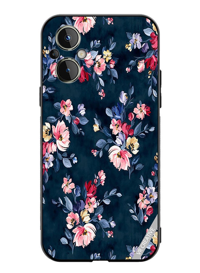 VR CREATIVE Protective Case Cover For OnePlus Nord N20 5G A Navy Floral Print With Brightly Coloured Pink And Yellow Flowers On It Design Multicolour - Image 1