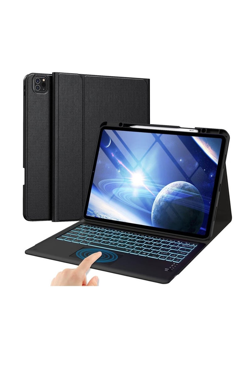 Raxoom iPad Pro 12.9 Case with Keyboard 6 Generation 2022 iPad Pro 12.9 Keyboard for 12.9 inch 5th 4th 3rd Gen Trackpad Keyboard with 7 Colors Backlit Wireless Detachable with Pencil Holder