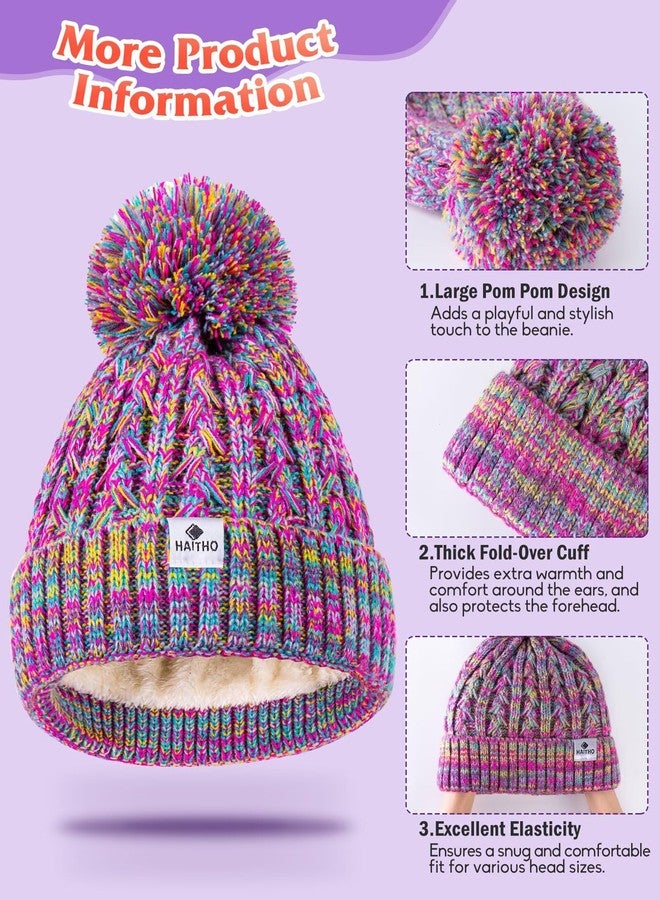 HAITHO Kids Toddler Winter Hat with Pom Pom, 2 Size Kids Toddler Teen Beanie Hats for Girls Boys, Cute Warm Fleece Lined Knit Beanies Cap for Age 2-12 Years-03 - Image 4