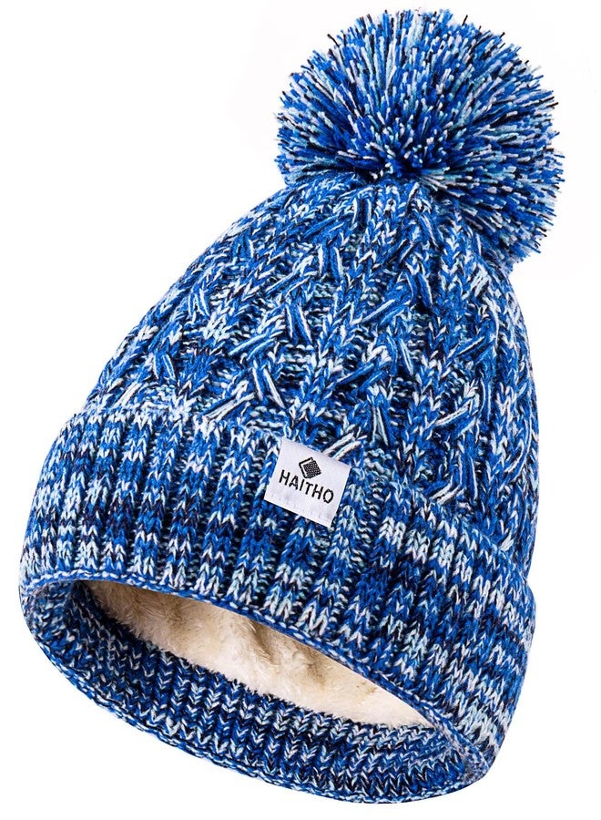 HAITHO Kids Toddler Winter Hat with Pom Pom, 2 Size Kids Toddler Teen Beanie Hats for Girls Boys, Cute Warm Fleece Lined Knit Beanies Cap for Age 2-12 Years-03 - Image 1