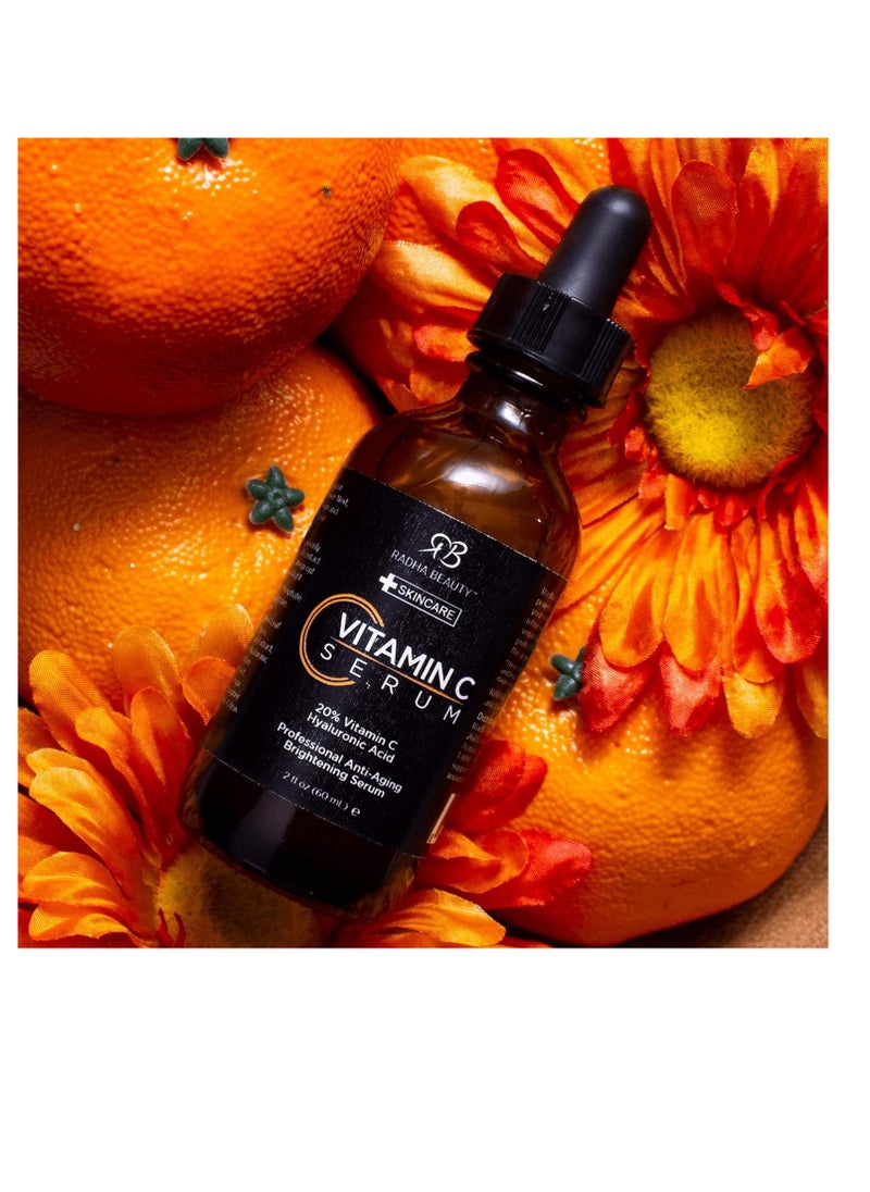 Radha beauty Radha Beauty Natural Vitamin C Serum for Face, HUGE 2oz - 20% Organic Vitamin C + Vitamin E + Hyaluronic Acid, Facial Serum for Anti-Aging, Wrinkles, and Fine Lines  - Image 4