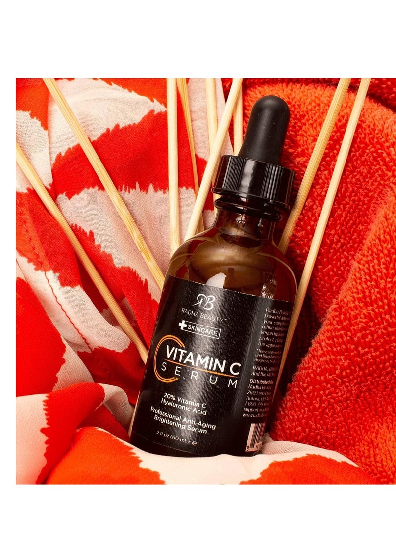 Radha beauty Radha Beauty Natural Vitamin C Serum for Face, HUGE 2oz - 20% Organic Vitamin C + Vitamin E + Hyaluronic Acid, Facial Serum for Anti-Aging, Wrinkles, and Fine Lines  - Image 5
