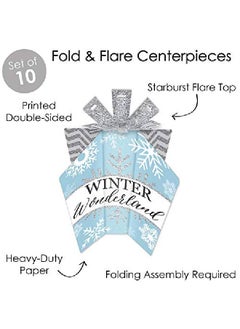 Big Dot of Happiness Winter Wonderland Table Decorations Snowflake Holiday Party And Winter Wedding Fold And Flare Centerpieces 10 Count  - Image 3