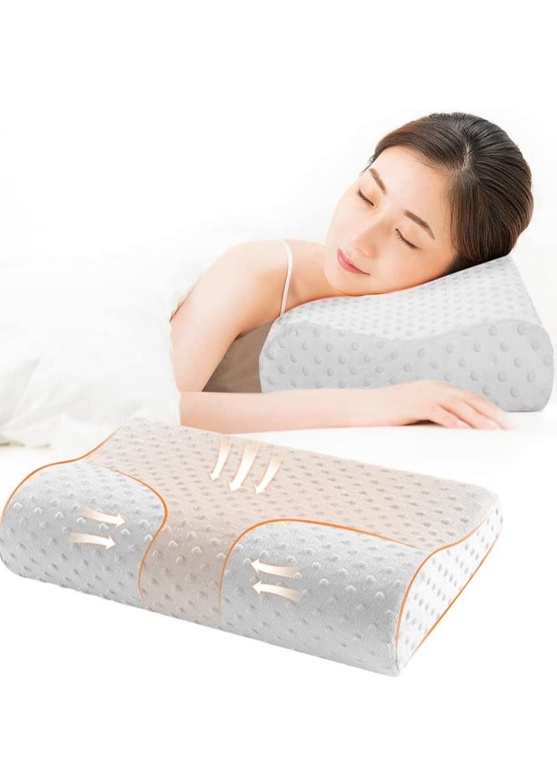 Cervical Pillow Contour Memory Foam Pillow, Orthopedic Pillow for Relieve Neck Pain, Ergonomic Pillow for Side Sleeper Back Sleeper Stomach Sleeper, Insomniac Pillow White,a - Image 1