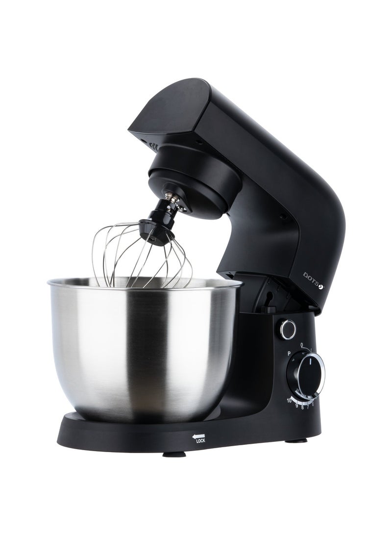 دوتس خلاط كهربائي، دوتس 800 واط، وعاء من الفولاذ المقاوم للصدأ سعة 5 لتر، 10 إعدادات للسرعة، تصميم أنيق للخبز والخلط والعجن متعدد الاستخدامات، مثالي للخبز - FMS109P52 - أسود - Image 3