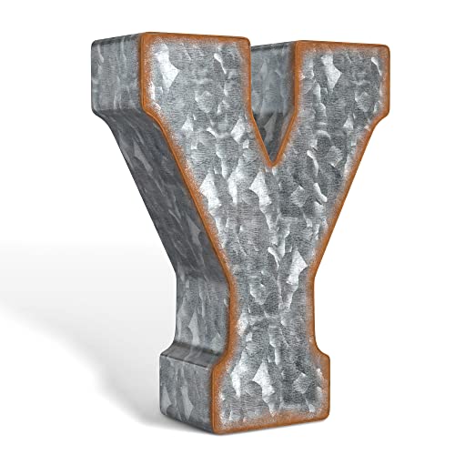 CraftyCrocodile CraftyCrocodile 7 Galvanized Metal Letters for Wall Decor  3D Letter Y for Hanging  Free Standing  Decorative Rustic Alphabet Letters for the Living Room Bedroom Kitchen 