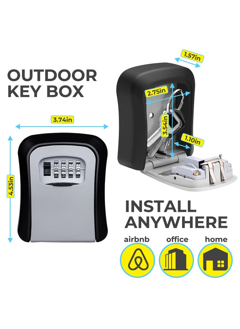 SULIVES SULIVES Key Safe Wall Mounted Heavy Duty Lock Box for IndoorOutdoor Use Police Approved 4Digit Combination Code Weatherproof and Waterproof Secure Key Storage Solution  - Image 2