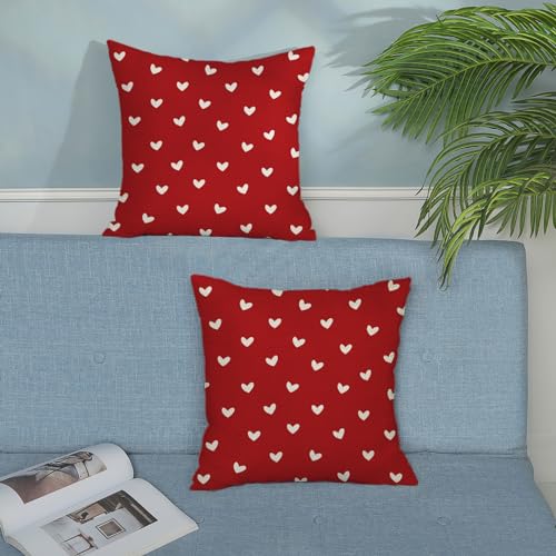 JEFERSO Valentine's Day Pillow Covers 20x20 Inch Set of 2, Red Love Heart Valentines Throw Pillows Valentines Decor Square Red Pillowcase Anniversary Decorative Outdoor Cushion Case for Sofa Couch - Image 3