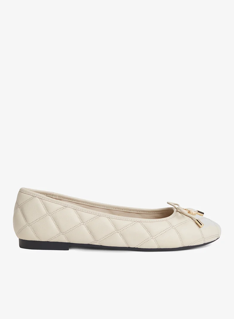 Tommy Hilfiger Logo Charm Quilted Leather Ballerinas