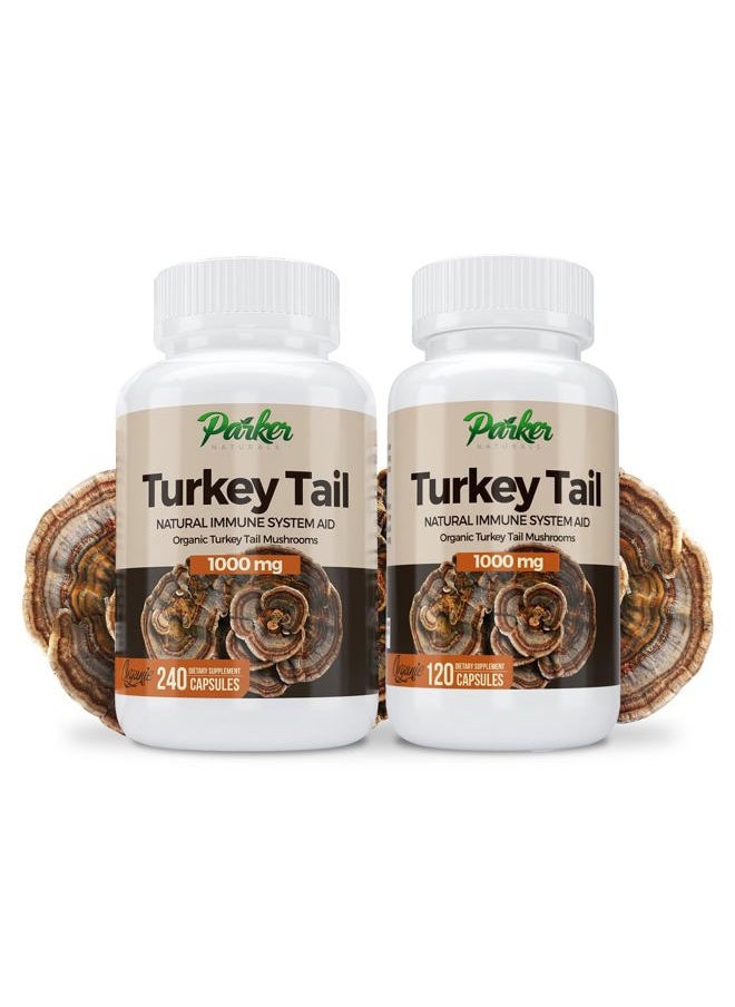 Parker Naturals - Turkey Tail Mushroom Capsules - Organic Mushroom Supplement for Immune System Health Support - 1000 mg Premium Supplements - 120 Capsules - Image 1
