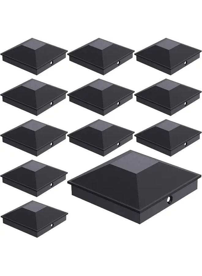 12pcs Black Fence Post Caps With Screws Durable Plastic Deck Guardrail End Covers Outdoor - Image 2