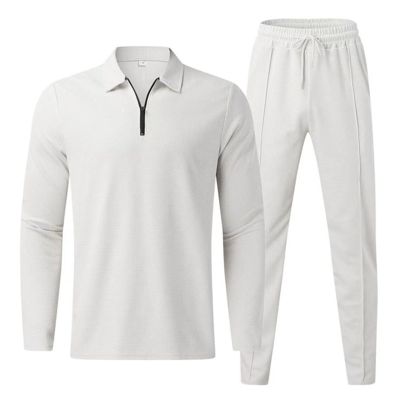 2026 European Size Long-Sleeve Long-Pants Two-Piece Sports Casual Men'S Set - Image 2