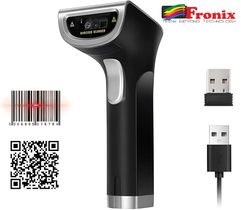 Fronix FB1300W 2.4GHz Wireless Barcode Scanner (Barcode & QR Code) in 2D and 1D Both Wireless and Wired (Rechargeable) Linking | Induction Scanning with Integrated Lighting | - Image 2