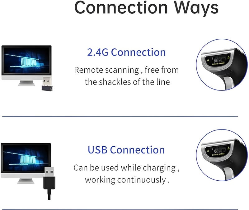 Fronix FB1300W 2.4GHz Wireless Barcode Scanner (Barcode & QR Code) in 2D and 1D Both Wireless and Wired (Rechargeable) Linking | Induction Scanning with Integrated Lighting | - Image 5