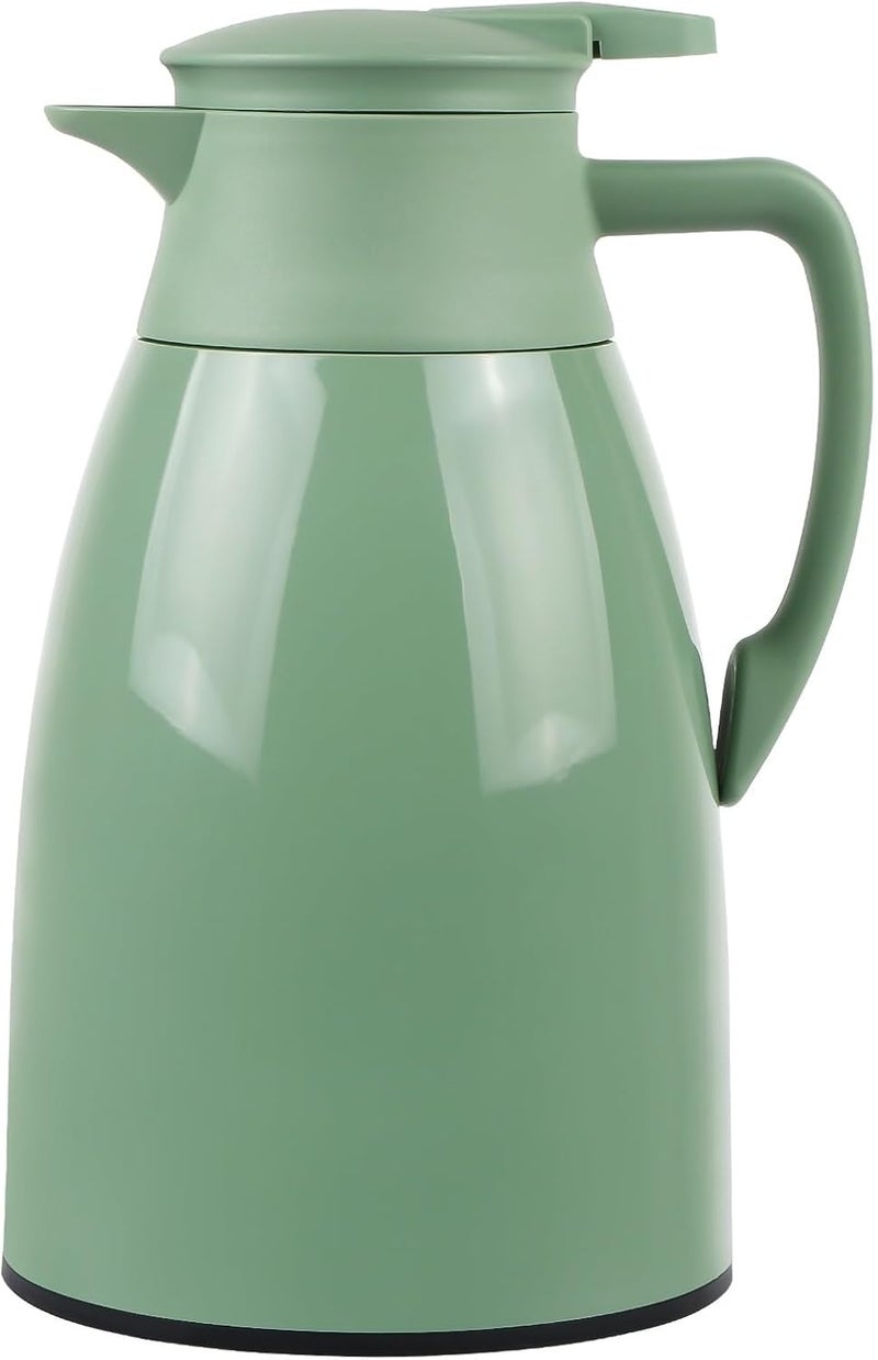 CABAX 34-Oz Thermal Carafe Coffee Bottle,1L Capacity Vacuum Insulated Portable Hot Cold Pot Thermal Carafe for Travel Camping, Green - Image 1