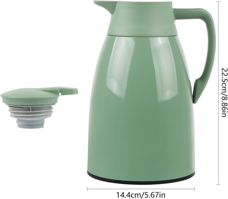 CABAX 34-Oz Thermal Carafe Coffee Bottle,1L Capacity Vacuum Insulated Portable Hot Cold Pot Thermal Carafe for Travel Camping, Green - Image 2