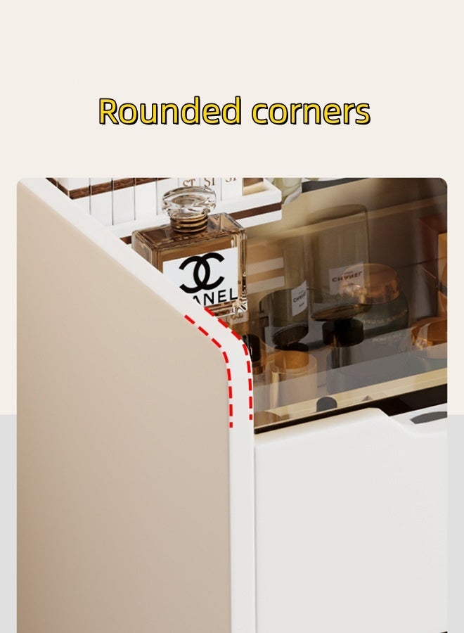 JCB CHIC 3 in 1 Vanity Desk with Flip Top Mirror and Lights，Makeup Vanity Set with Glass tabletop,Space Saving Dressing Table with storage cabinwt,Multi-Functional Display Cabinwt for Bedroom(40×40×82CM） - Image 4